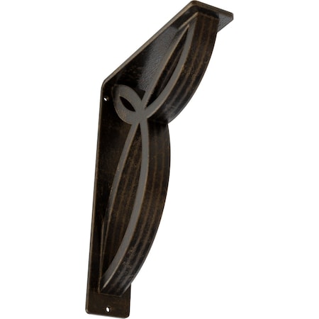 Versailles Wrought Iron Bracket, (Triple Center Brace), Antiqued Brass 2W X 7 1/2D X 10H